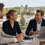 Ondernemers die een vergadering in Limburg houden
