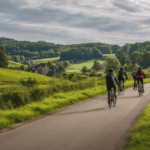 Fietsen die door het heuvelland van Limburg fietsen